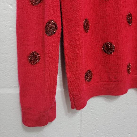Talbots Lambswool Blend Sweater Metallic Polka Dot Scoop Neck Medium 543 - Picture 6 of 9